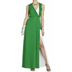 BCBGMAXAZRIA Yuliana Colorblock V-neck Long Evening Dress